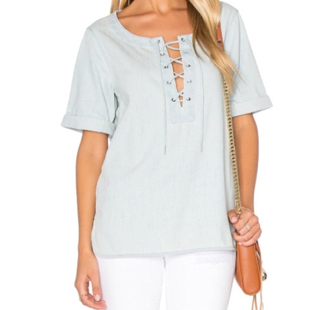 Rag & Bone Denim Tie Up Top